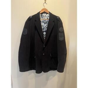 Affliction Black Corduroy Military Skull Blazer Mens Large